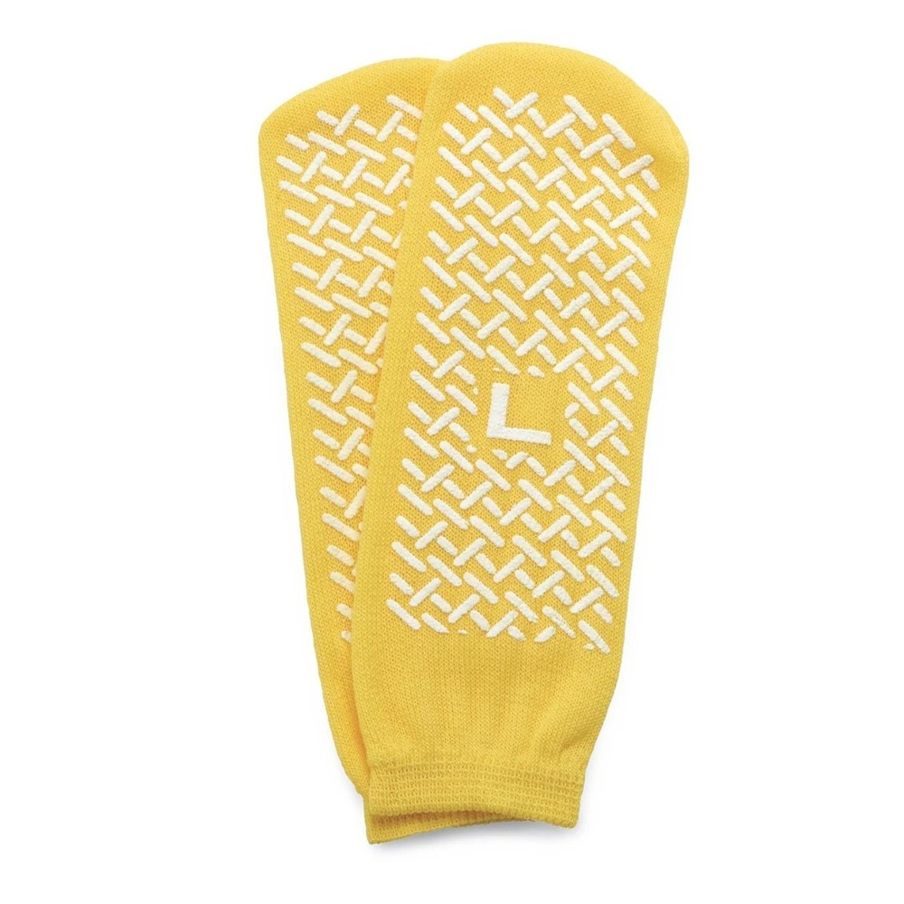 American Hospital Supply AHS-SSP-YL Anti-Slip Yellow Grip Socks Large 1 Pair NEW
